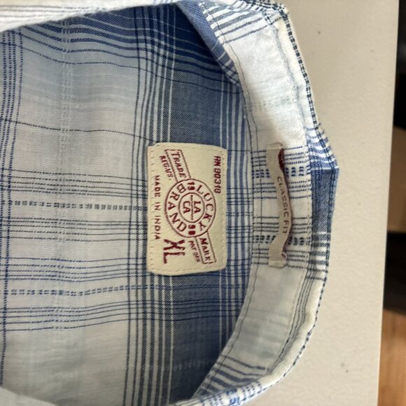Lucky Brand Classic Fit Blue Plaid Long SLeeve Pearl Snap Button Front Shirt XL - Picture 7 of 7
